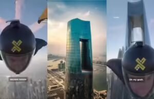 Mira el truco más loco y asombroso de Dubai: 5 hombres vuelan a través del lodge más alto del mundo a 200 km/h